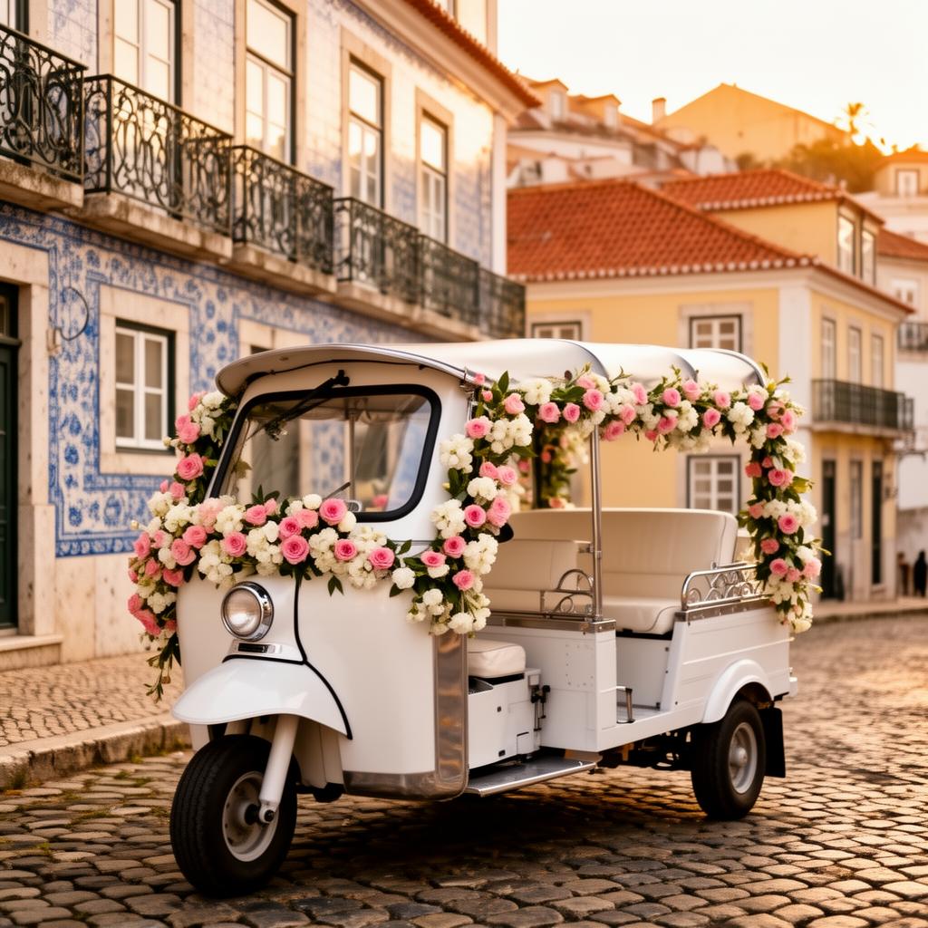 Local tuk-tuk guide welcoming travelers in Lisbon